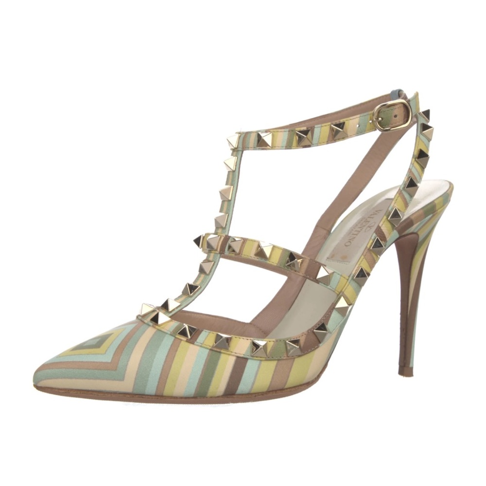 VALENTINO Rockstud Accents Leather T-Strap Pumps 7 / 37